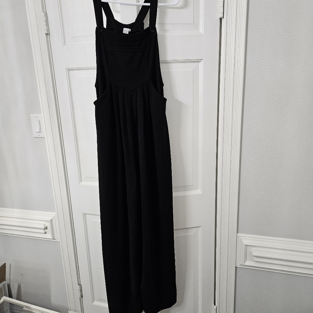 Halara Waffle Casual Maternity Jogger Overalls with Pockets medium black - Picture 7 of 12